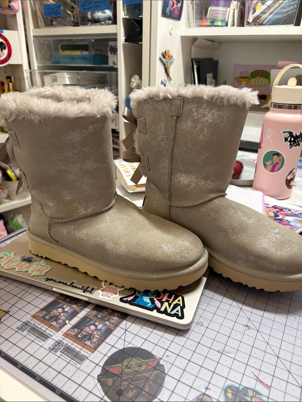 UGG Gray Sheepskin Lined Boots